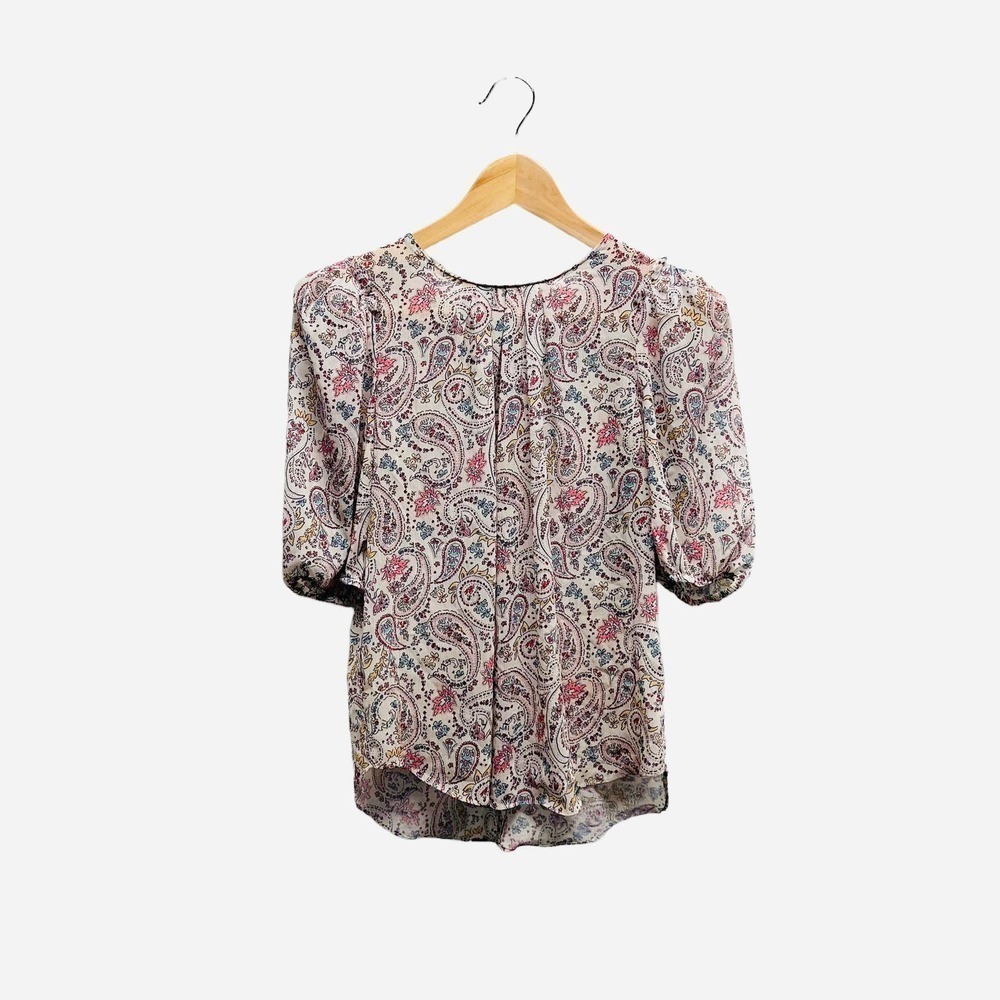 LINI Lara Sheer Paisley Print Short Sleeve Top